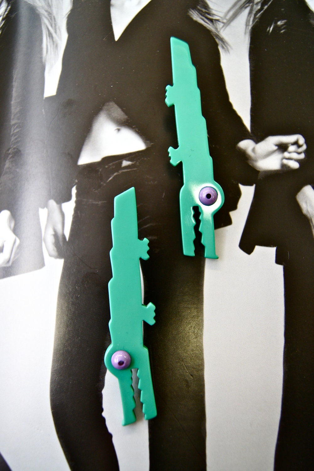 Rare...GUILLEMETTE L'HOIR Alligator Earrings circa 1970