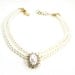 Vintage  Faux Pearl Necklace with Pearl and Rhinestone Pendant Signed Avon