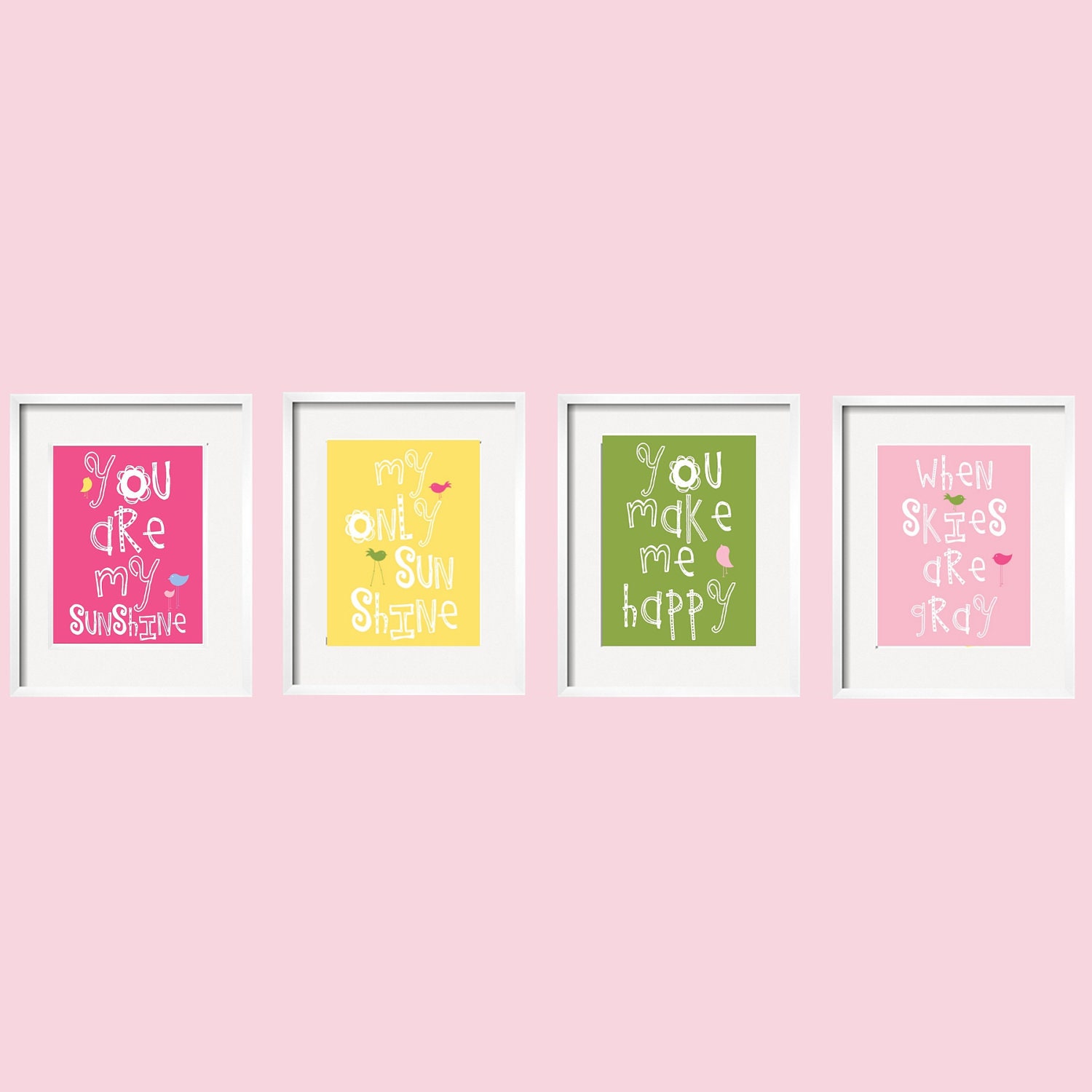 SALE Penelope You Are My Sunshine  My only Sunshine Wall Art Set of 4, 5x7 in  Many colors by YassisPlace