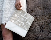 Tribal Pattern Printed  Leather Pouch  white No. ZP-104
