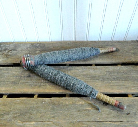 Vintage Wooden Yarn Spool Gray Winter Holiday Decor Christmas Home Decor