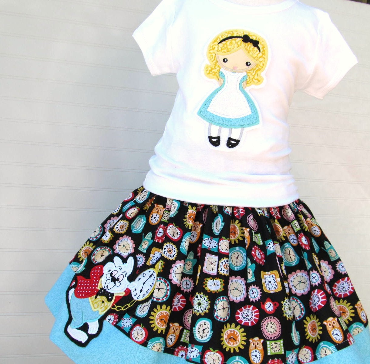 Alice in Wonderland Twirl Skirt and Shirt Set