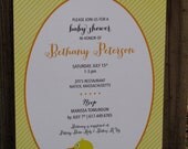 Rubber Duck Birthday or Baby Shower Invitation / Set of 10 - yellow and orange