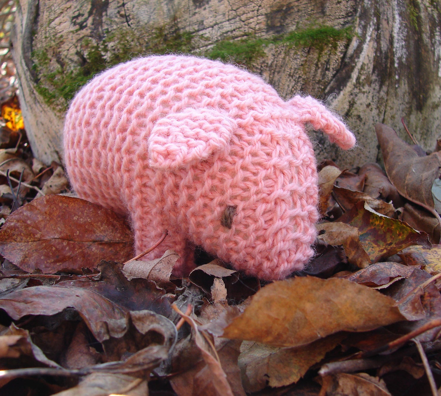 Baby Pig Knit Toy, wool - natural toy pink piglet stuffed animal for baby and child