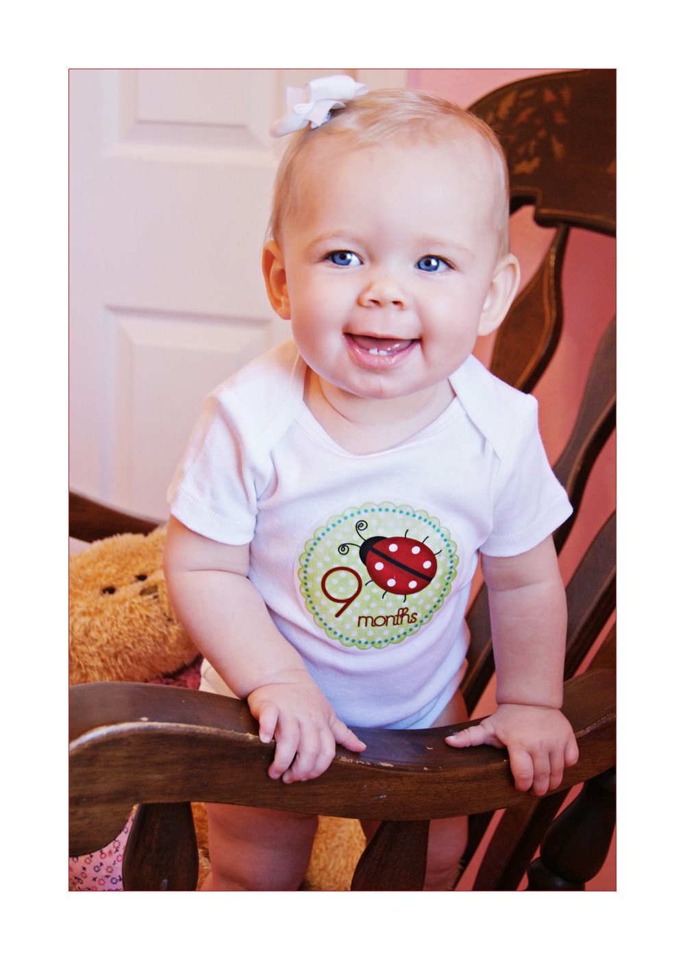 Baby Monthly Onesie Stickers - Katherine - Chirping Bird, Cute Ladybug, and Fluttering Butterfly - Great Baby Shower Gift and Photo Prop