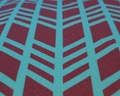 Home Decor Geometric Fabric -Plum and Sky blue - "Retro Chevron" ( Fat Quarter 18"x27") Ships in 1 week