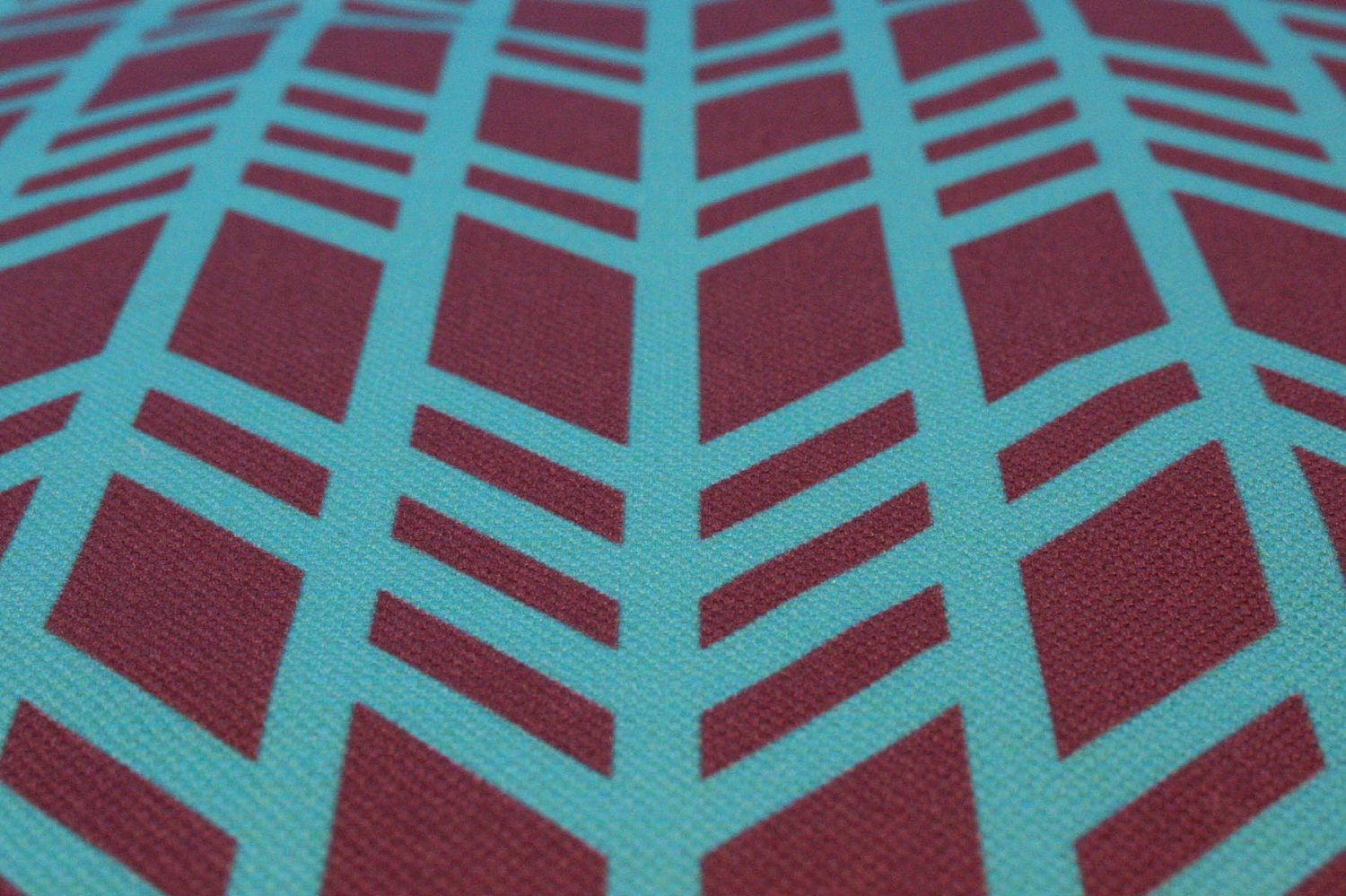 Home Decor Geometric Fabric -Plum and Sky blue - "Retro Chevron" ( Fat Quarter 18"x27") Ships in 1 week