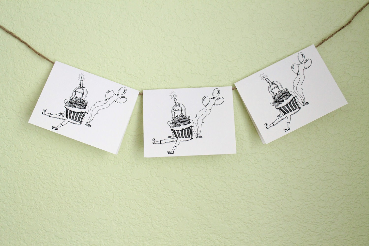 Cupcake Girl Birthday Card - Set of 4