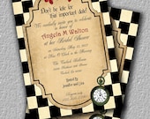 Alice in Wonderland Tea Party Invitation or Brithday Invitation, Bridal Shower Invitation, Invite