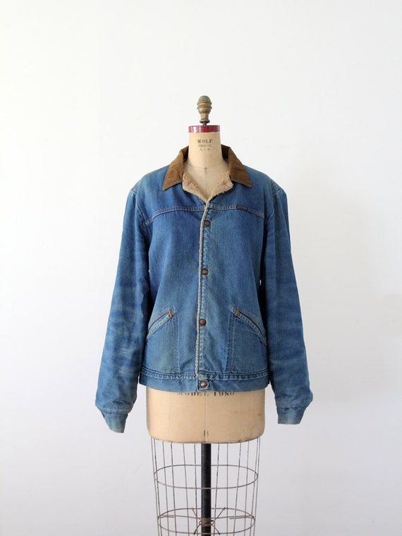 Sale Vintage Wrangler Jacket Fleece Lined Denim By 86vintage86 