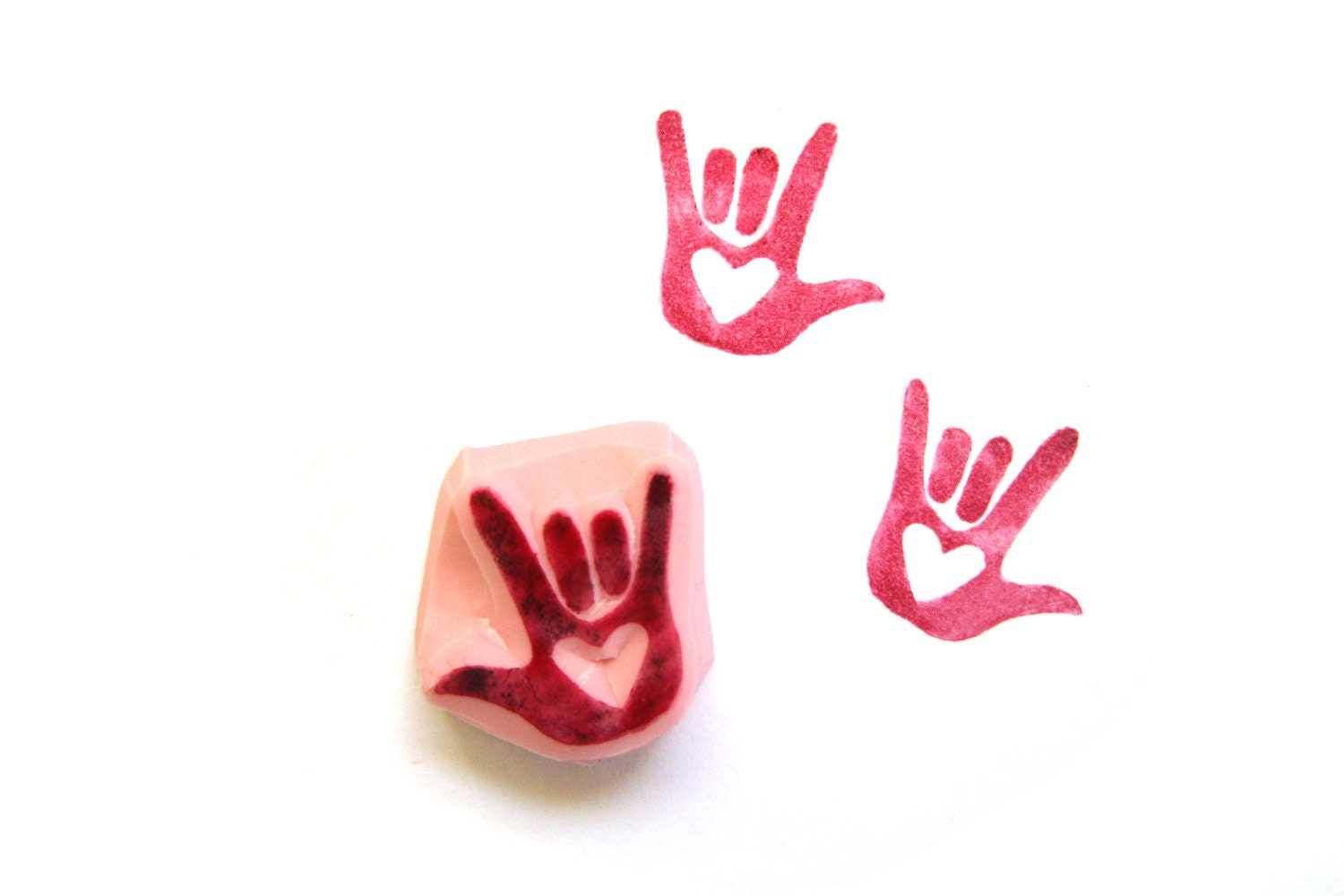Sign Language I Love You - ASL- Hand Carved Rubber Stamp