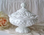 Vintage Fenton Hobnail Milk Glass Candy Dish