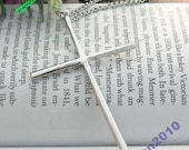 Pretty retro silver 3d cross necklace pendant jewelry vintage style