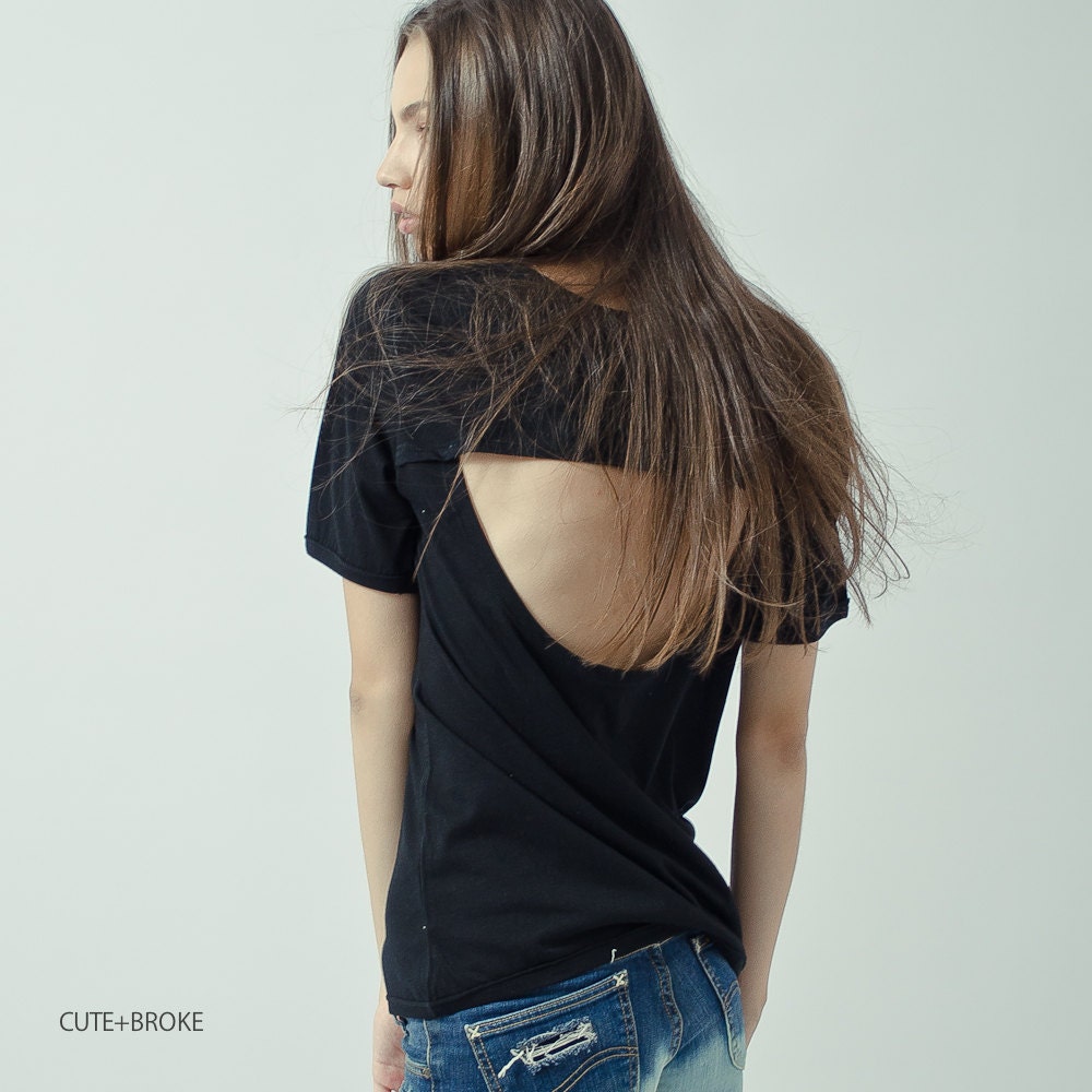 T shirt with cut out back