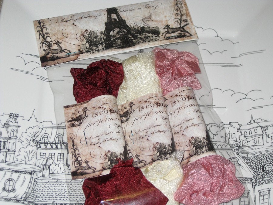 Hand Crinkled Seam Binding Packaged Vintage Bordeaux ECS