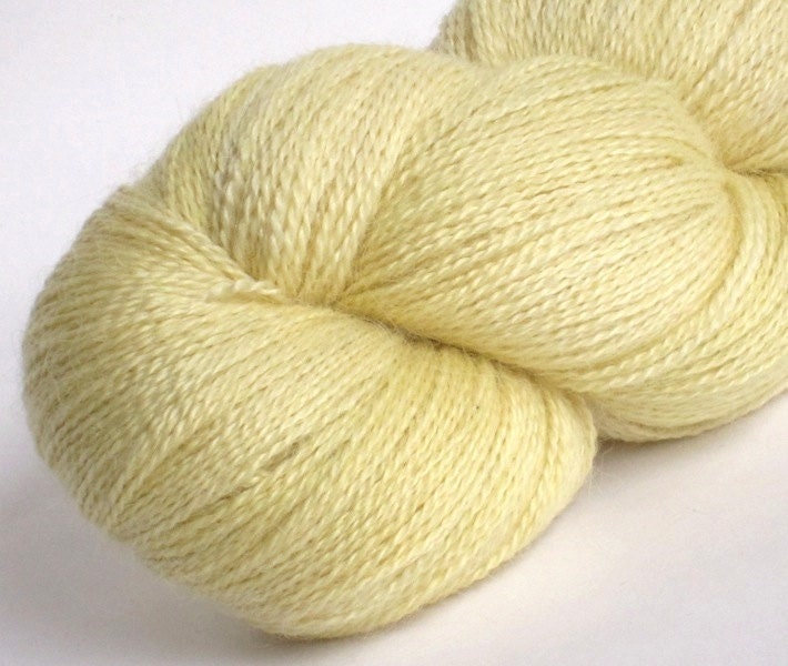 Lace Yarn French Vanilla baby alpaca / silk hand-dyed  lace weight yarn