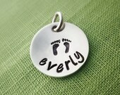 5/8 Inch Disc Sterling Silver Pendant - Add On to Necklace Listing - Personalized with Name or Date - Your Choice of Design Stamp