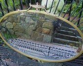 Antique Beveled Mirror for Wall. Brass Oval. Urn & Swags. Art Deco. Hollywood Regency. Beautiful.