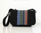 SALE Black DSLR Camera Bag with Tribal Weave Decoration / Canvas / Messenger / Shoulder / Tote / iPad bag / Travel / OOAK