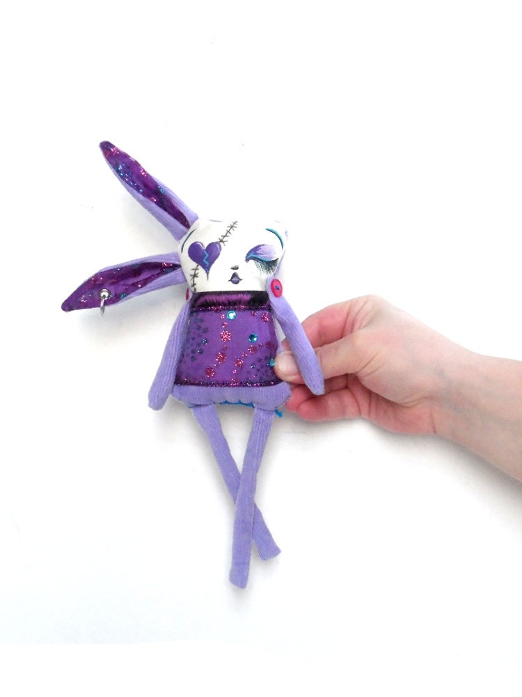 Art Doll Stuffed Plushie Soft Sculpture The Original Handmade Hand Painted Miniature Oddling Paris the Zombie Bunny