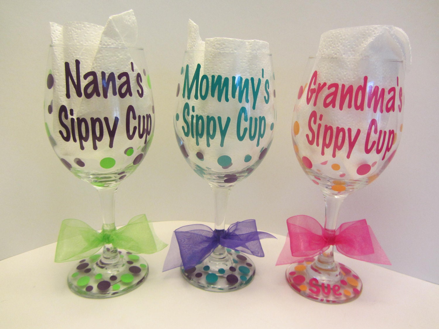 Grandma's sippy cup - Mommy's sippy cup - Personalized wine glass - extra large sized - great shower gift