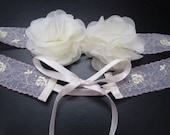 Summer Wedding Sash - Chiffon Flowers with Satin Ribbon