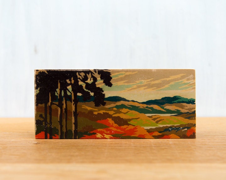 Paint by Number Mini artblock, tree silhouette landscape, fall, vintage
