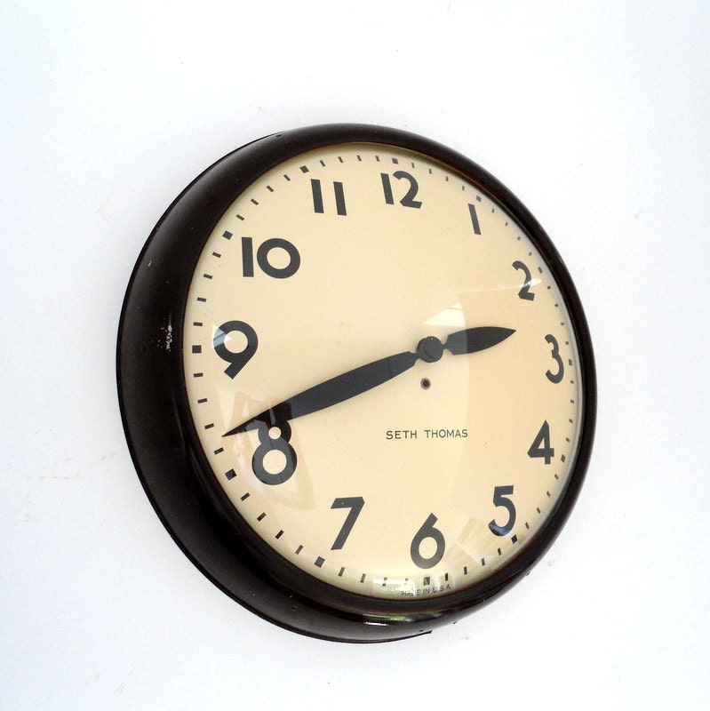Vintage Seth Thomas Wall Clock / School Clock by whipowill on Etsy