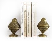set of 2 antique French  Stamped Decorative Brass Ball Finials Stairs