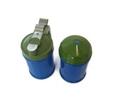 Cobalt and Olive Vintage Glass Cream and Sugar Set