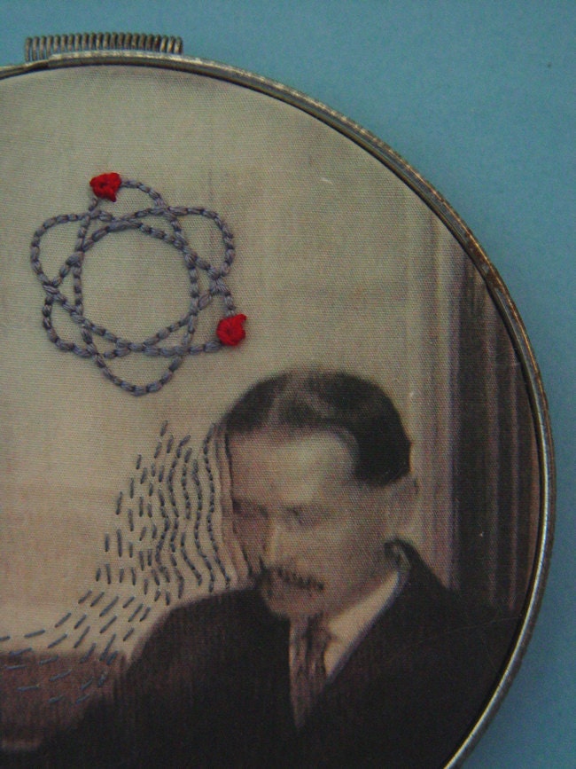 Embroidery Hoop Art- Steampunk Time Travel- Wall Art -  5 inch  13 cm