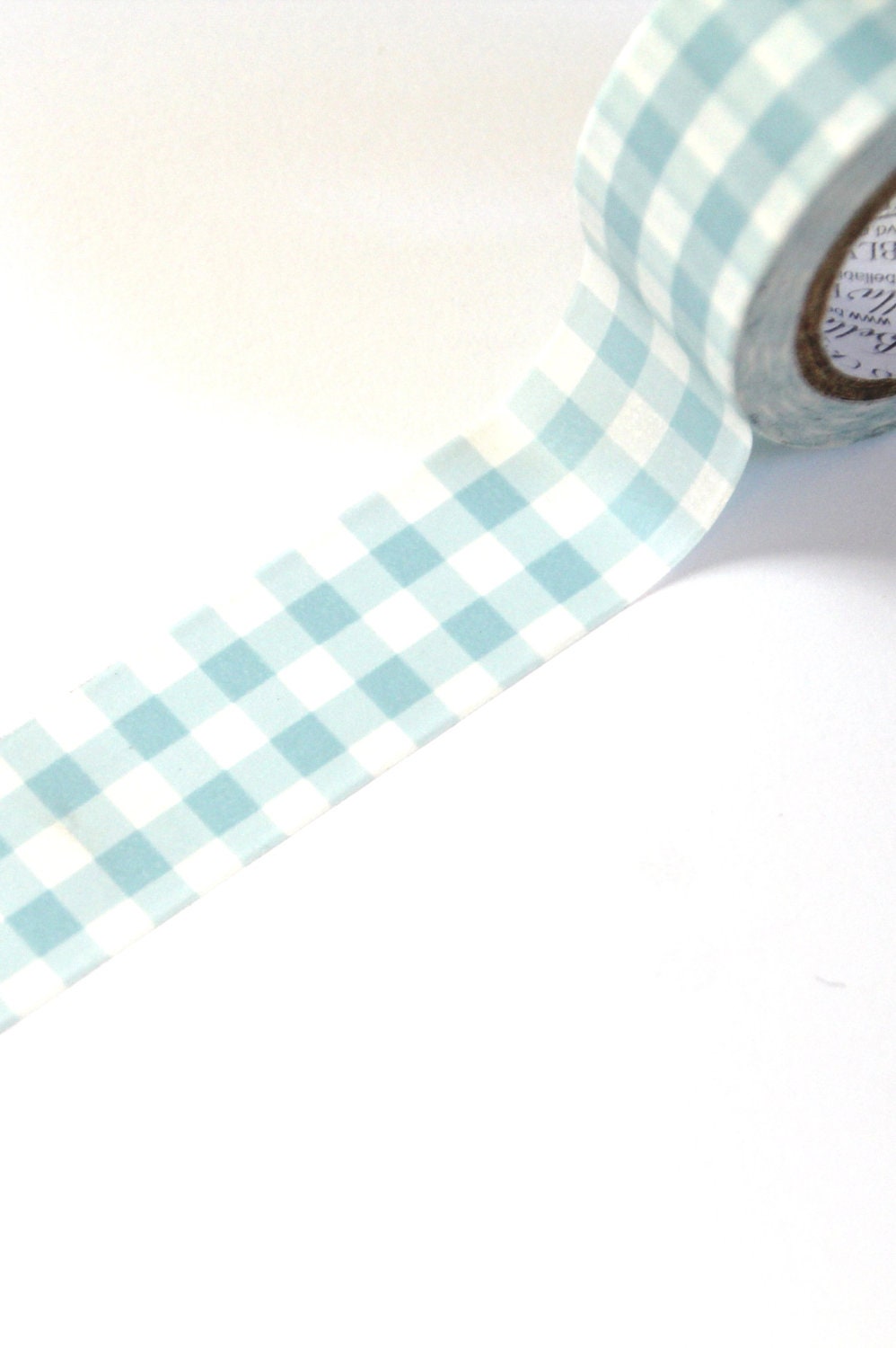 20% OFF SALE - 1 Roll of Bella Blvd Light Blue Gingham Designer Tape / Washi Tape (.75 inches x 30 feet)
