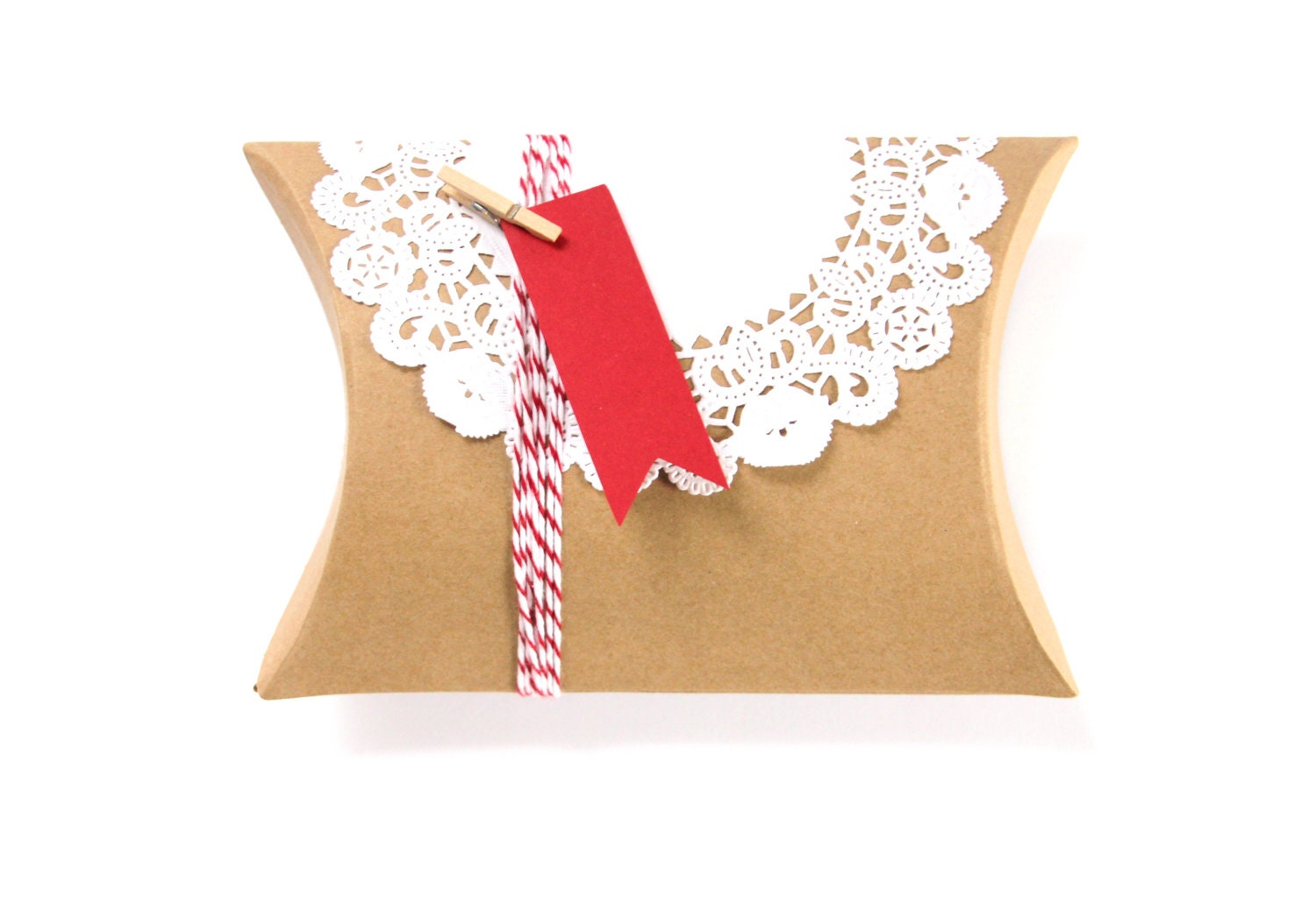 10 Gift Wrapping Kraft Pillow Boxes (4 1/2 X 4 1/2 X 1 1/2 inches)