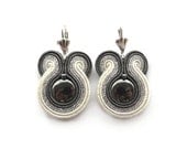 Cyber Monday Etsy Jewelry Sale. Bridal earrings, Fall Wedding, silver, grey, ecru, hematite, soutache earrings - soStudio