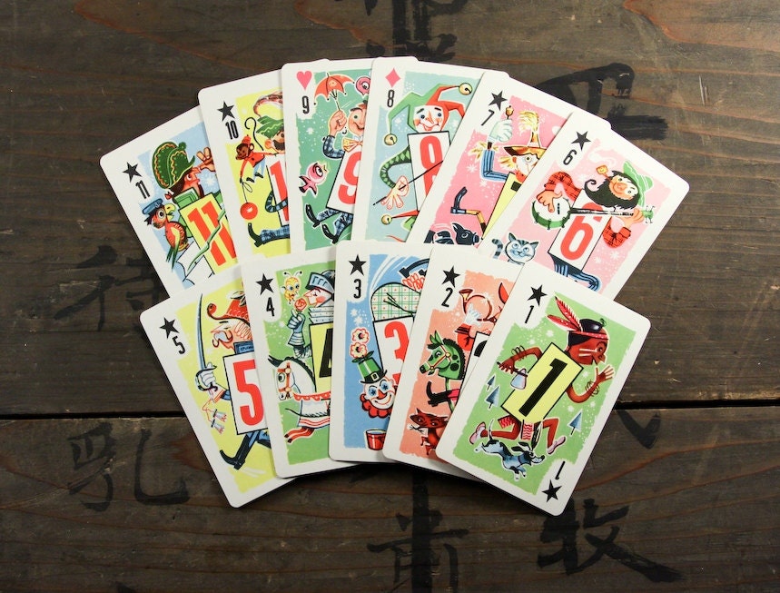 11 Vintage Number Playing Cards, Paper Ephemera, Collectibles - 0077
