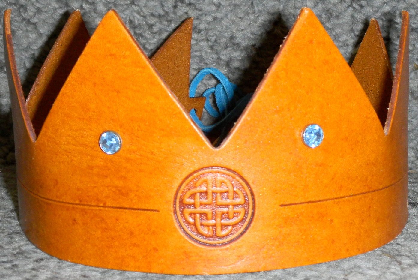 Handmade Leather Crown w/Celtic Knot Emblem