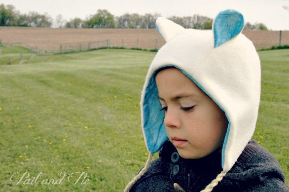 50 Percent Off Sale Fleece Bear or Lamb Hat with Wool Yarn Ties