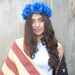 July 4th Flower Crown, Blue Rose Crown, 4th of July, Fourth of July, American Flag,  Womans Hair Accessories, Red White Blue, Rose Headband