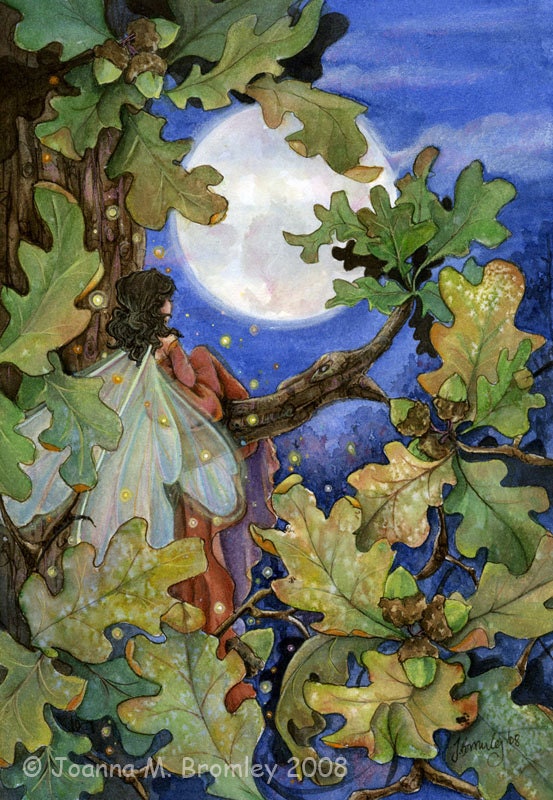 Autumn Moon- 7 x 10 inch fine art print , seasonal fall/ autumn fairy fantasy illustration