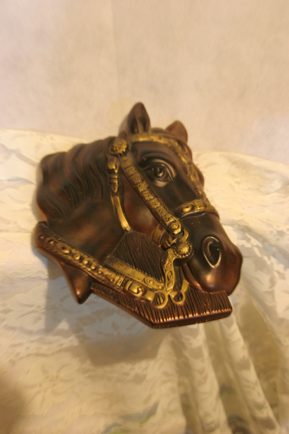 Vintage Equestrian Horse Miller Studio Chalkware Wall Plaque 1964 Western Country Home Decor
