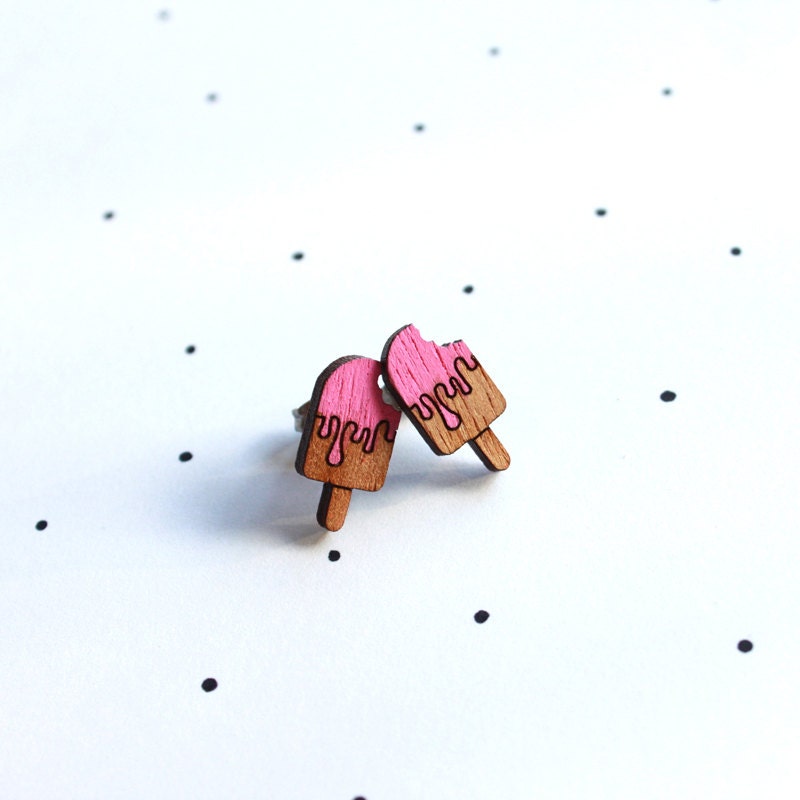 Wooden Laser Cut Icypole Earrings