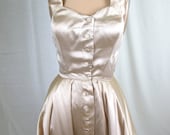 Stunning 1950s Duchess Silk Satin Ball Gown Wedding Gown with Matching Wrap Attributed To Malcolm Starr