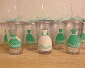Personalized acrylic tumbler 16oz w/ lid and straw - Bridesmaid, bride, Flower girl dress, name or monogram, Bridal party gift