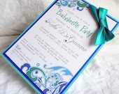 Blue and Teal Flourish - Custom Bachelorette Party Invitations