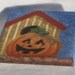5"x5" pumpkin and birdhouse painting on stretch canvas
