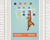 Poster Eames print, Modern Mid century poster , Print quote, Nursery print, Scandinavian, Inspirational wall art - Hang in there A2