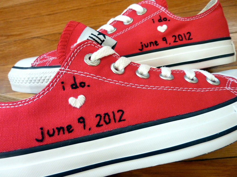 I Do Embroidered Canvas Wedding Shoes