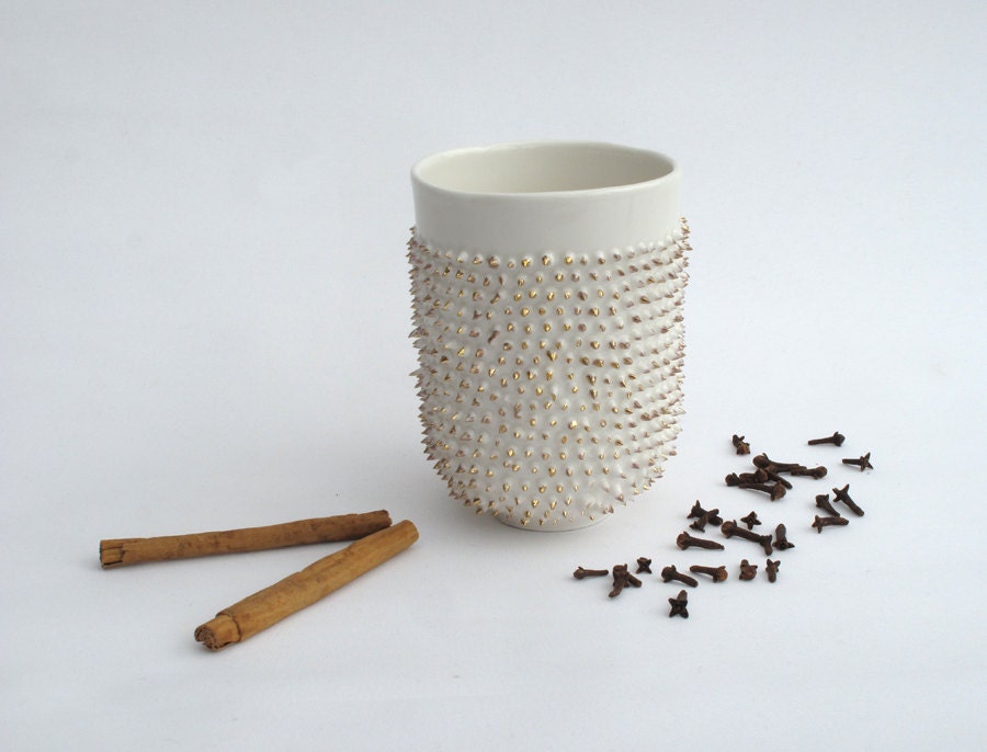Porcelain Mug - Spiky Mug Decorated with Real Gold