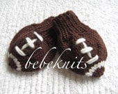 Hand Knit Merino Wool Football Baby Mittens