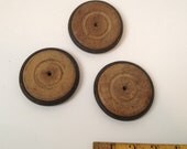 3 Vintage wooden wheels with rubber trim